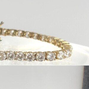 Vermeil Gold Toned CZ 925 Sterling Silver Vintage Tennis Bracelet - 7.75"